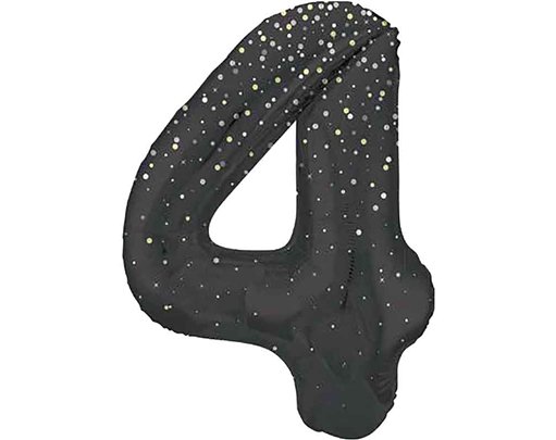 34in GLITZ BLACK NUMBER 4 FOIL BALLOON