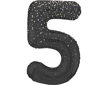 34in GLITZ BLACK NUMBER 5 FOIL BALLOON