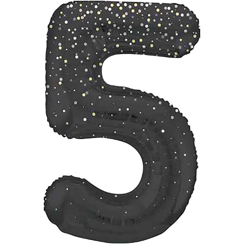 34in GLITZ BLACK NUMBER 5 FOIL BALLOON