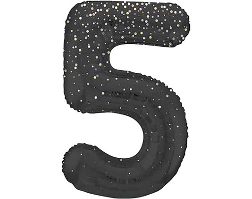 34in GLITZ BLACK NUMBER 5 FOIL BALLOON