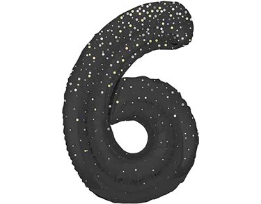 34in GLITZ BLACK NUMBER 6 FOIL BALLOON