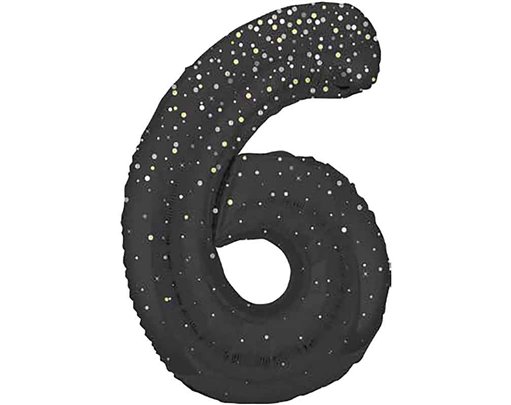 34in GLITZ BLACK NUMBER 6 FOIL BALLOON