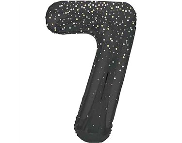 34in GLITZ BLACK NUMBER 7 FOIL BALLOON