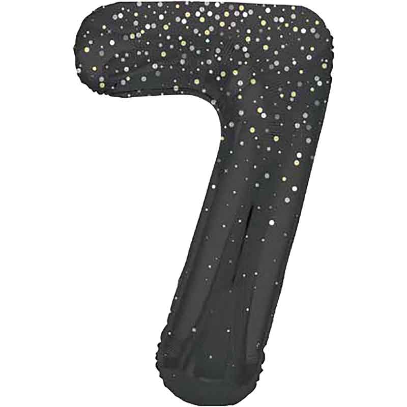 34in GLITZ BLACK NUMBER 7 FOIL BALLOON