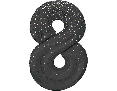 34in GLITZ BLACK NUMBER 8 FOIL BALLOON