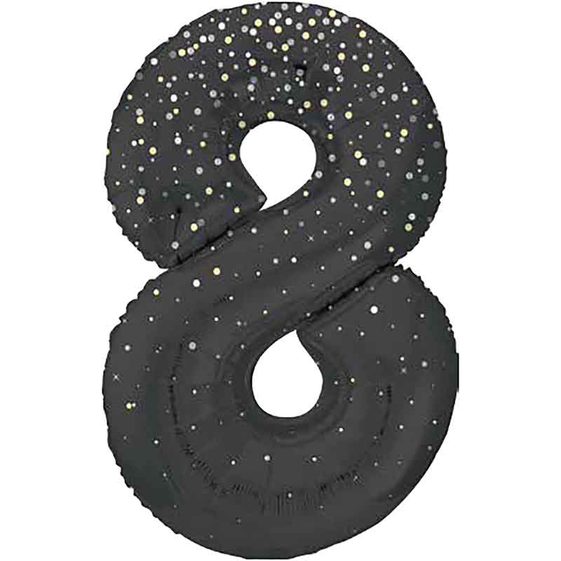 34in GLITZ BLACK NUMBER 8 FOIL BALLOON