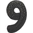 34in GLITZ BLACK NUMBER 9 FOIL BALLOON