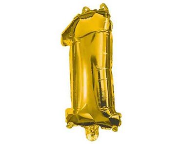 32cm NUMERAL 1 GOLD FOIL BALLOON