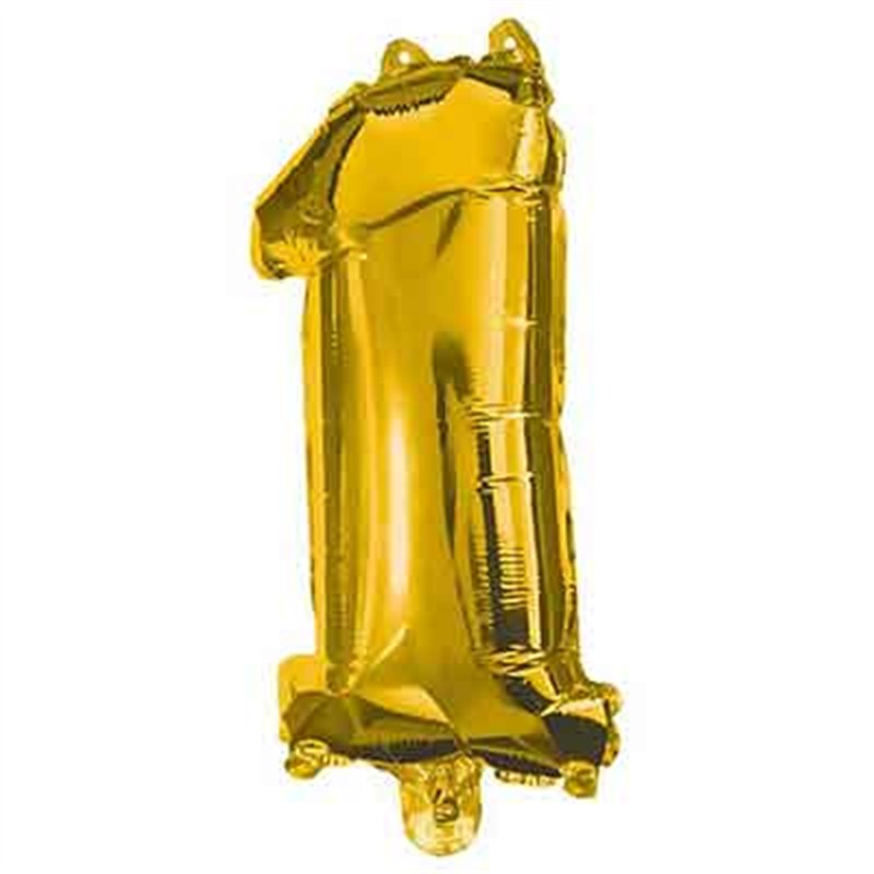 32cm NUMERAL 1 GOLD FOIL BALLOON