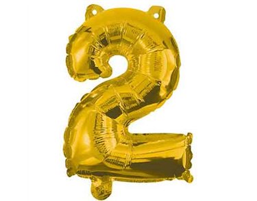 32cm NUMERAL 2 GOLD FOIL BALLOON