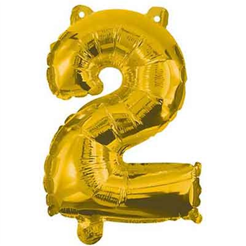 32cm NUMERAL 2 GOLD FOIL BALLOON