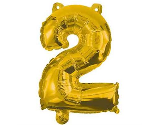 32cm NUMERAL 2 GOLD FOIL BALLOON