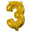 32cm NUMERAL 3 GOLD FOIL BALLOON