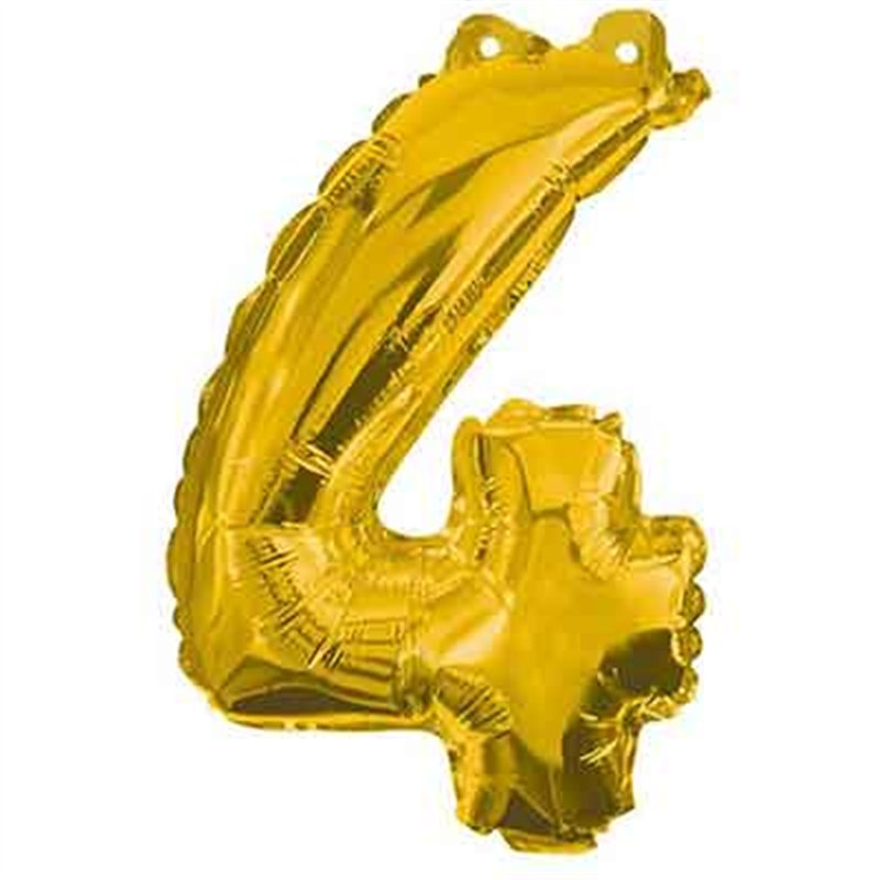 32cm NUMERAL 4 GOLD FOIL BALLOON