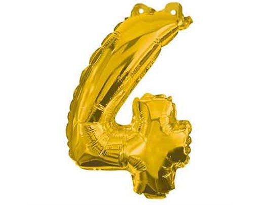 32cm NUMERAL 4 GOLD FOIL BALLOON