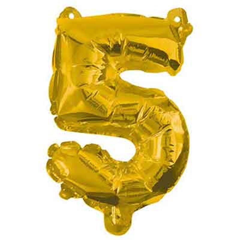 32cm NUMERAL 5 GOLD FOIL BALLOON