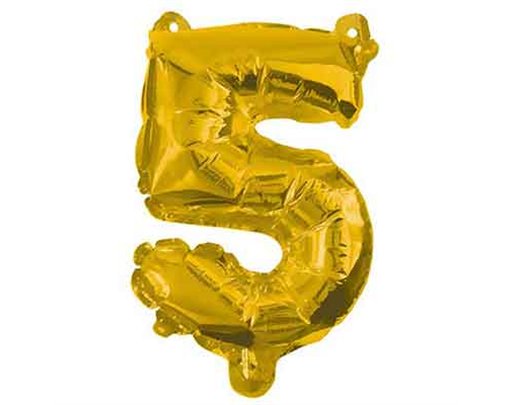 32cm NUMERAL 5 GOLD FOIL BALLOON