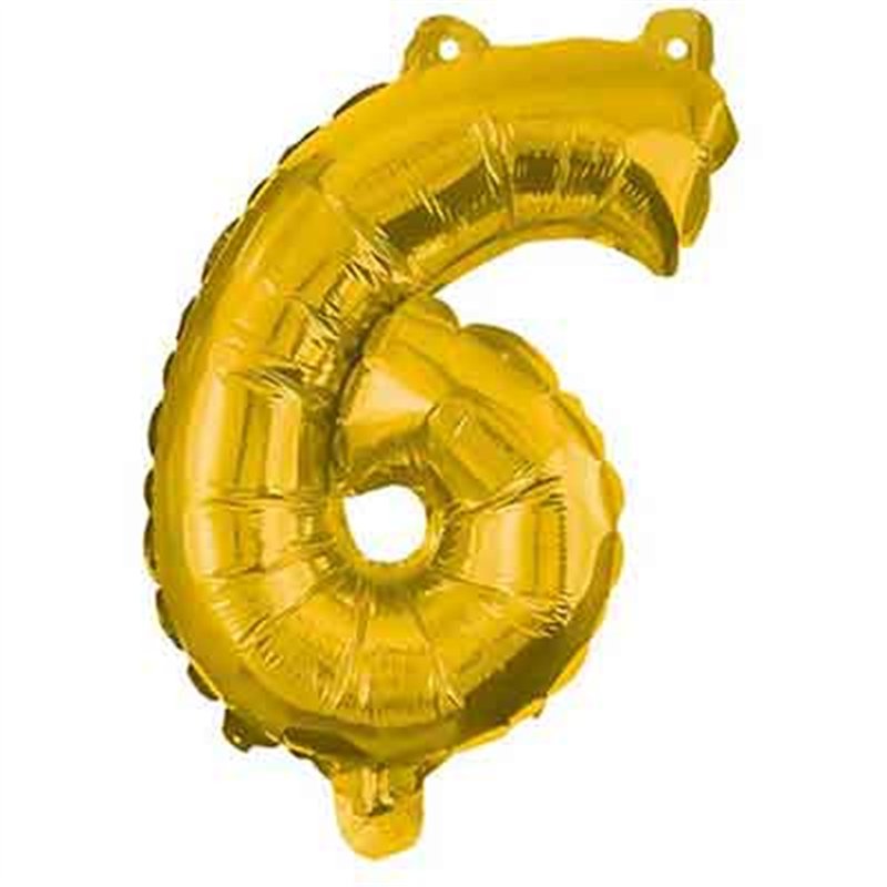 32cm NUMERAL 6 GOLD FOIL BALLOON
