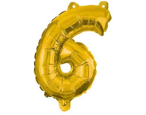 32cm NUMERAL 6 GOLD FOIL BALLOON