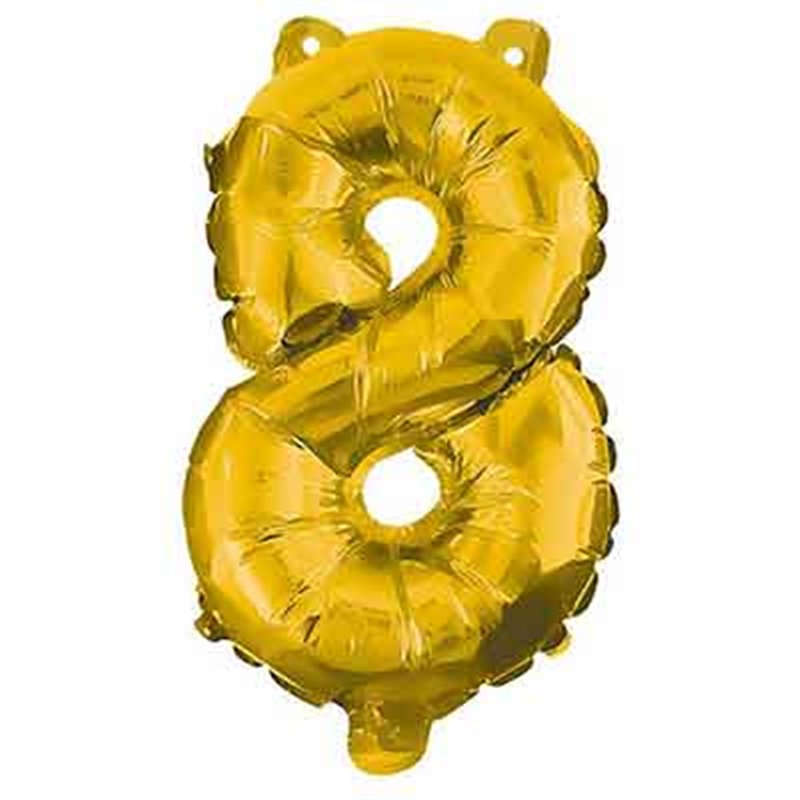 32cm NUMERAL 8 GOLD FOIL BALLOON