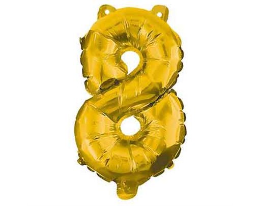 32cm NUMERAL 8 GOLD FOIL BALLOON