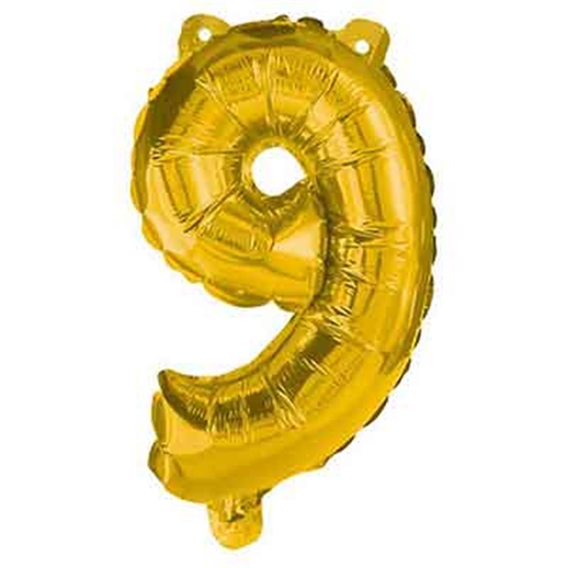 32cm NUMERAL 9 GOLD FOIL BALLOON
