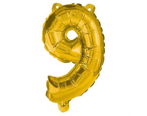 32cm NUMERAL 9 GOLD FOIL BALLOON
