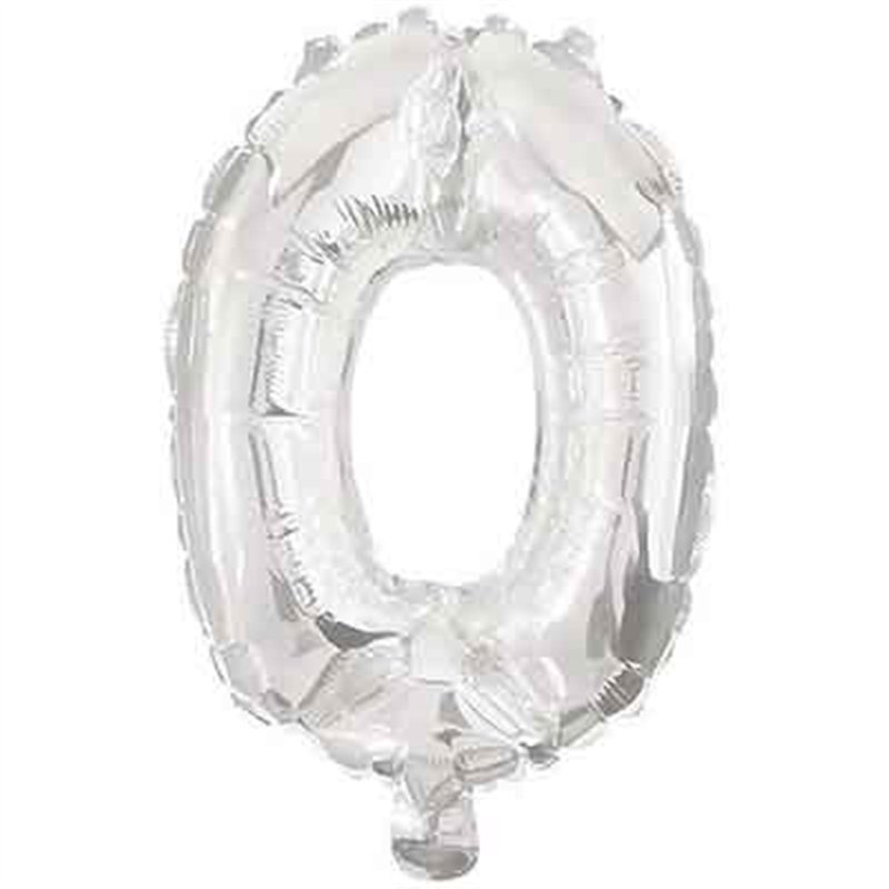 32cm NUMERAL 0 SILVER FOIL BALLOON