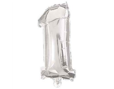 32cm NUMERAL 1 SILVER FOIL BALLOON