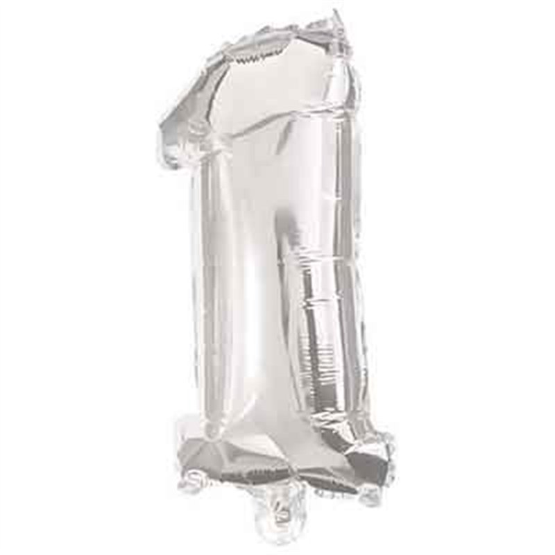 32cm NUMERAL 1 SILVER FOIL BALLOON