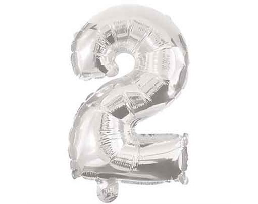 32cm NUMERAL 2 SILVER FOIL BALLOON