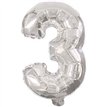 32cm NUMERAL 3 SILVER FOIL BALLOON