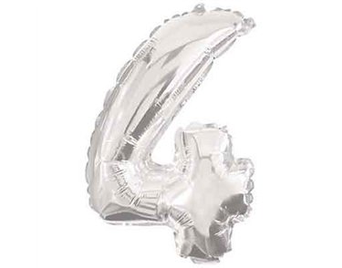 32cm NUMERAL 4 SILVER FOIL BALLOON