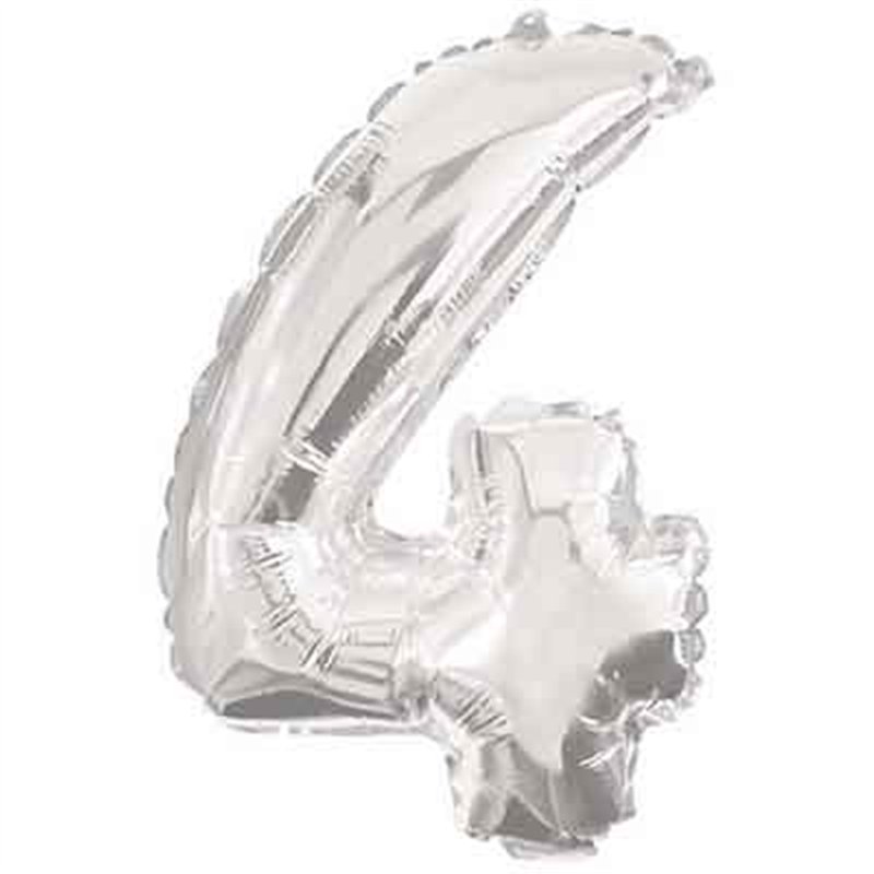 32cm NUMERAL 4 SILVER FOIL BALLOON