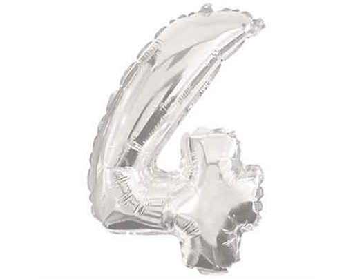 32cm NUMERAL 4 SILVER FOIL BALLOON