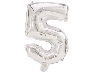 32cm NUMERAL 5 SILVER FOIL BALLOON