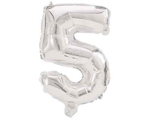 32cm NUMERAL 5 SILVER FOIL BALLOON