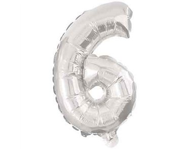 32cm NUMERAL 6 SILVER FOIL BALLOON