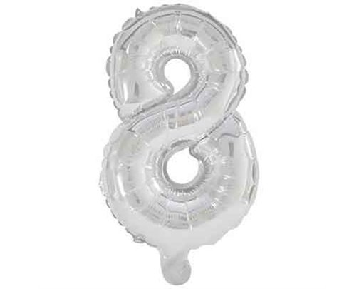 32cm NUMERAL 8 SILVER FOIL BALLOON