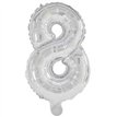32cm NUMERAL 8 SILVER FOIL BALLOON