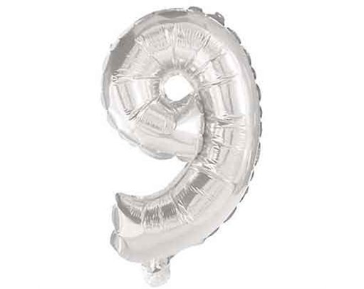 32cm NUMERAL 9 SILVER FOIL BALLOON