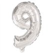 32cm NUMERAL 9 SILVER FOIL BALLOON