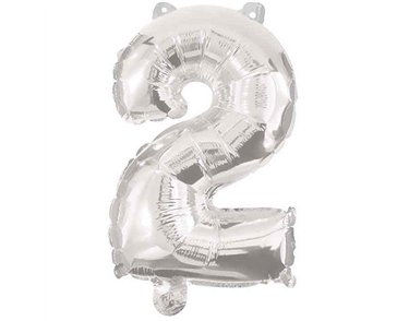 85cm NUMERAL 2 SILVER FOIL BALLOON