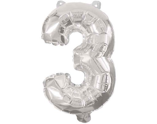 85cm NUMERAL 3 SILVER FOIL BALLOON