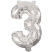 85cm NUMERAL 3 SILVER FOIL BALLOON