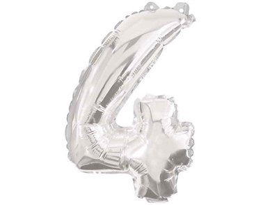 85cm NUMERAL 4 SILVER FOIL BALLOON