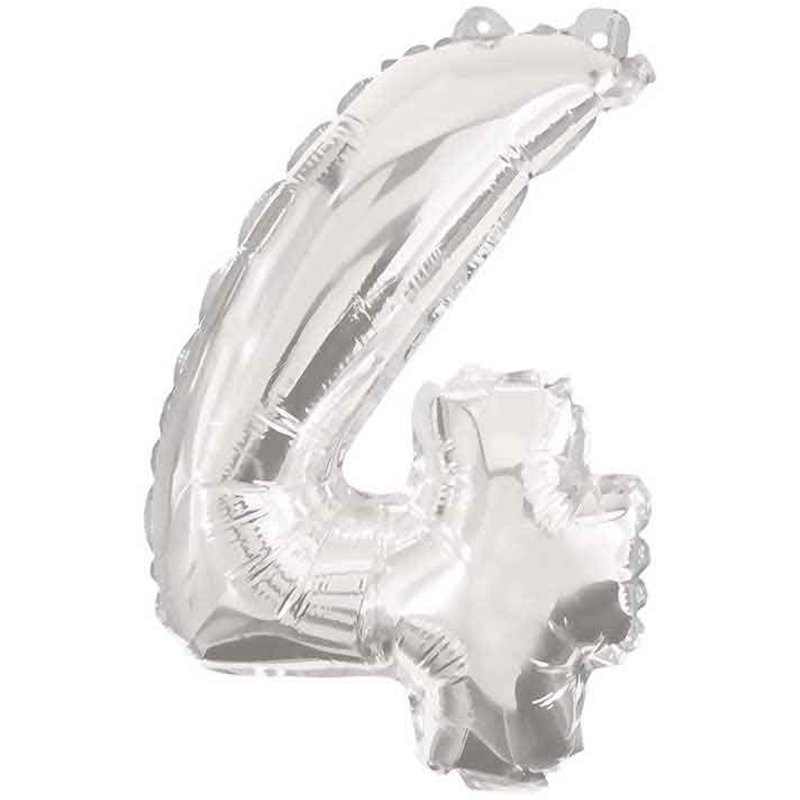 85cm NUMERAL 4 SILVER FOIL BALLOON