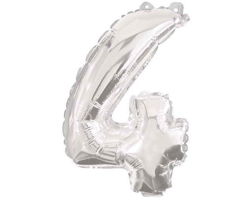85cm NUMERAL 4 SILVER FOIL BALLOON