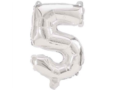 85cm NUMERAL 5 SILVER FOIL BALLOON