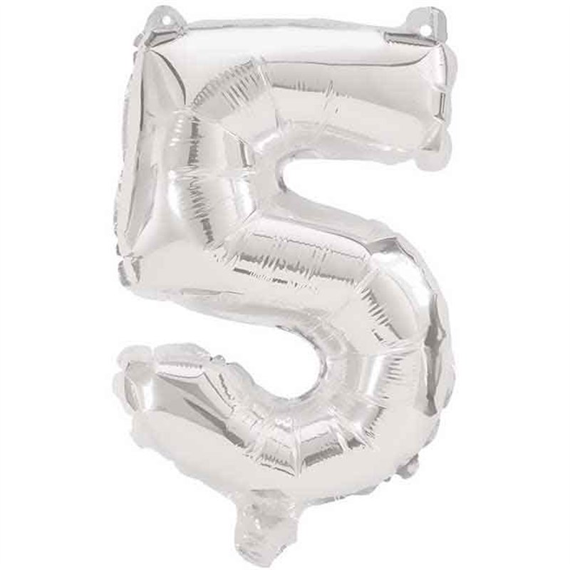 85cm NUMERAL 5 SILVER FOIL BALLOON